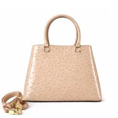 Bolsa de Couro Estampa Avestruz The Aurora Bag Creme