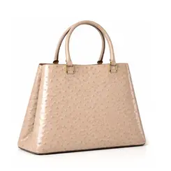 Bolsa de Couro Estampa Avestruz The Aurora Bag Creme
