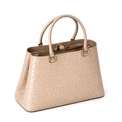 Bolsa de Couro Estampa Avestruz The Aurora Bag Creme