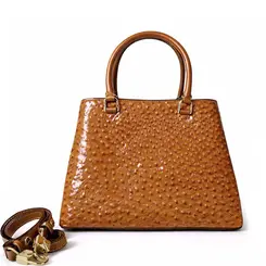 Bolsa de Couro Estampa Avestruz The Aurora Bag Camel