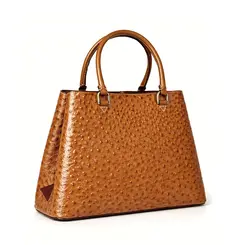Bolsa de Couro Estampa Avestruz The Aurora Bag Camel