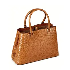 Bolsa de Couro Estampa Avestruz The Aurora Bag Camel