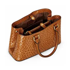 Bolsa de Couro Estampa Avestruz The Aurora Bag Camel