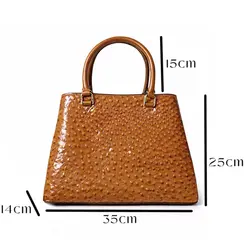 Bolsa de Couro Estampa Avestruz The Aurora Bag Camel