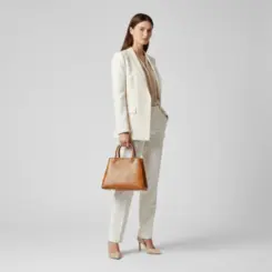 Bolsa de Couro Estampa Avestruz The Aurora Bag Camel