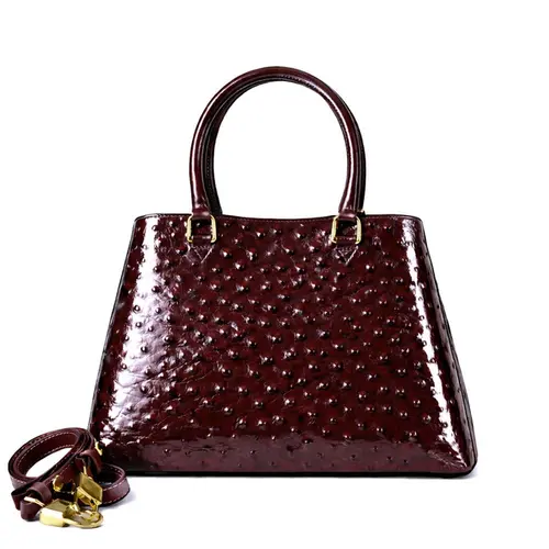 Bolsa de Couro Estampa Avestruz The Aurora Bag Rubi