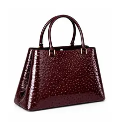 Bolsa de Couro Estampa Avestruz The Aurora Bag Rubi