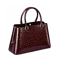 Bolsa de Couro Estampa Avestruz The Aurora Bag Rubi