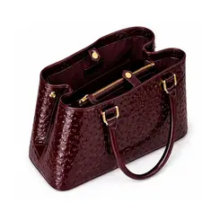 Bolsa de Couro Estampa Avestruz The Aurora Bag Rubi