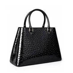 Bolsa de Couro Estampa Avestruz The Aurora Bag Preto