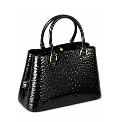 Bolsa de Couro Estampa Avestruz The Aurora Bag Preto