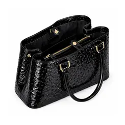 Bolsa de Couro Estampa Avestruz The Aurora Bag Preto