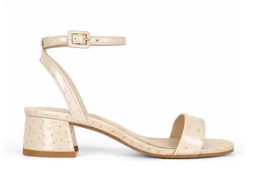 Sandalia Nina Couro Avestruz Off White