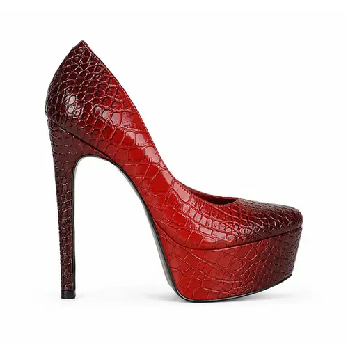 Plataforma Tiffany Croco Vermelho