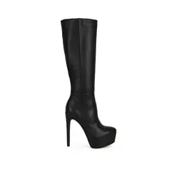 Bota Eloah Cano Longo Couro Preto