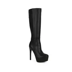 Bota Eloah Cano Longo Couro Preto