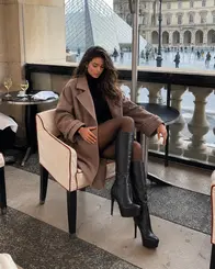 Bota Eloah Cano Longo Couro Preto