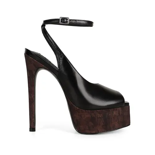 Sandalia Plataforma Olympia Couro Preto