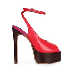 Sandalia Plataforma Olympia Couro Multicolor