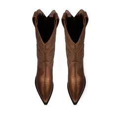 Bota West Couro Metalizado Bronze