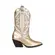 Bota West Couro Metalizado Ouro e Off White