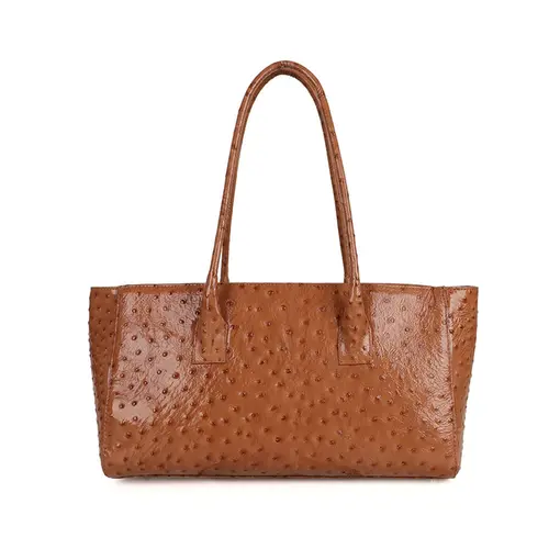 Bolsa de Couro Estampa Avestruz Bellagio Camel