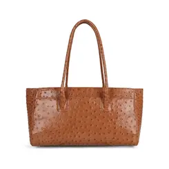 Bolsa de Couro Estampa Avestruz Bellagio Camel