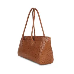 Bolsa de Couro Estampa Avestruz Bellagio Camel