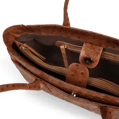 Bolsa de Couro Estampa Avestruz Bellagio Camel