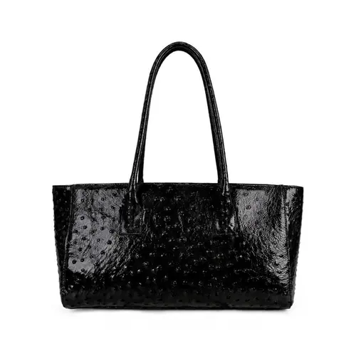 Bolsa de Couro Estampa Avestruz Bellagio Preto
