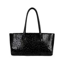Bolsa de Couro Estampa Avestruz Bellagio Preto