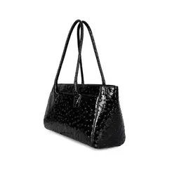 Bolsa de Couro Estampa Avestruz Bellagio Preto