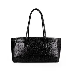 Bolsa de Couro Estampa Avestruz Bellagio Preto