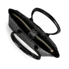 Bolsa de Couro Estampa Avestruz Bellagio Preto