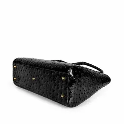 Bolsa de Couro Estampa Avestruz Bellagio Preto