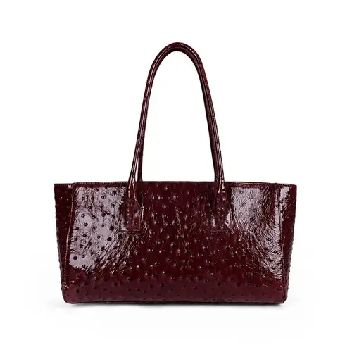 Bolsa de Couro Estampa Avestruz Bellagio Rubi