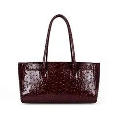 Bolsa de Couro Estampa Avestruz Bellagio Rubi