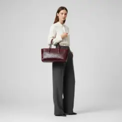 Bolsa de Couro Estampa Avestruz Bellagio Rubi