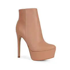Bota Plataforma Eloah Couro Nude