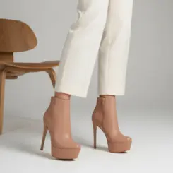 Bota Plataforma Eloah Couro Nude