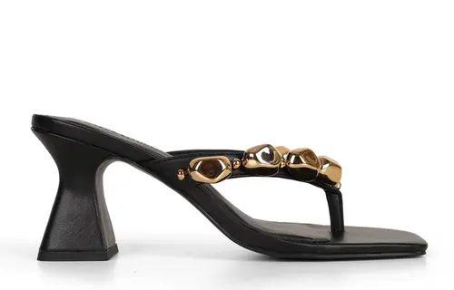 Mule Zafira Couro Preto
