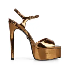 Sandalia Plataforma Nora Metalico Bronze