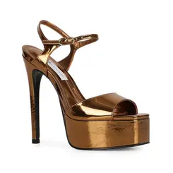Sandalia Plataforma Nora Metalico Bronze