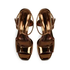 Sandalia Plataforma Nora Metalico Bronze