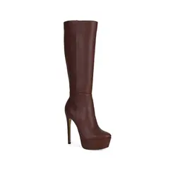 Bota Eloah Cano Longo Couro Marrom
