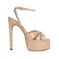Sandalia Plataforma Dolce Avestruz Nude