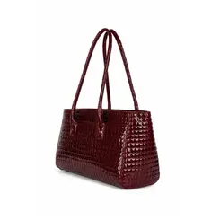 Bolsa de Couro Croco Bellagio Rubi