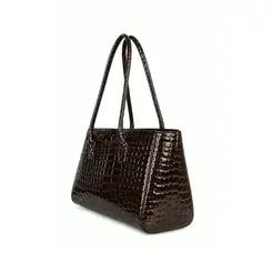 Bolsa de Couro Croco Bellagio Chocolate