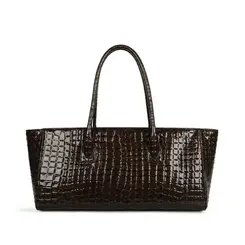 Bolsa de Couro Croco Bellagio Chocolate