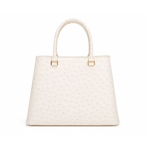Bolsa de Couro Estampa Avestruz The Aurora Bag Off White